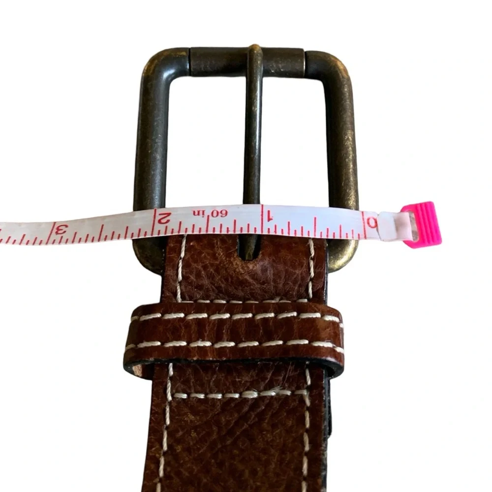 Men’s Banana Republic Brown Worn Broken-In Leather Bronze Buckle Belt
